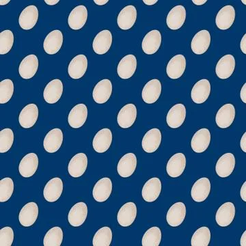 White eggs on a dark blue background. Seamless pattern Stockfoto's