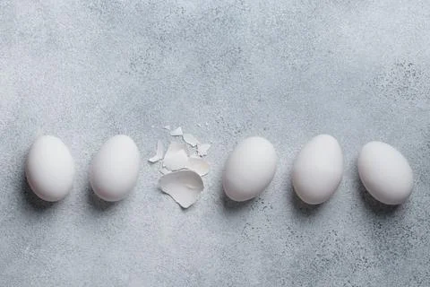 White eggs with egg shells 스톡 사진