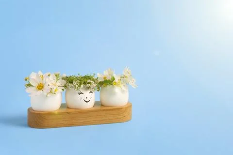 White eggs with flowers Stock Photos