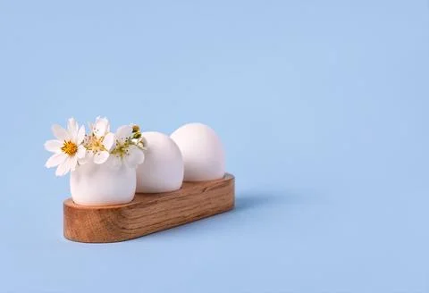 White eggs with flowers Stock Photos