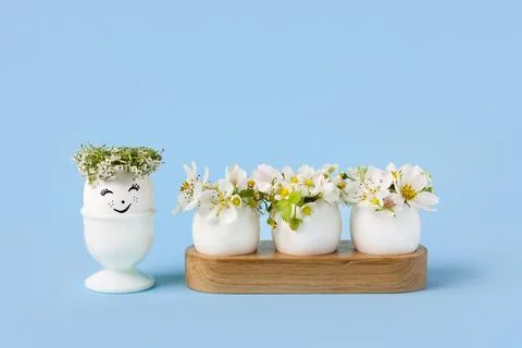 White eggs with flowers Stock Photos