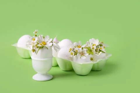 White eggs with flowers Stock Photos