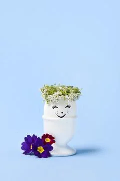 White eggs with flowers Stock Photos