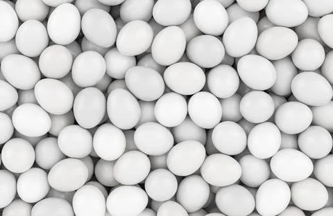 White eggs heap, background. 3D rendering Stock Illustration