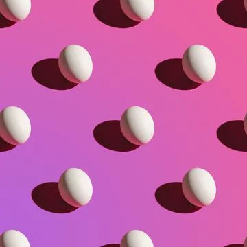 White eggs pattern on purple gradient background Stock Photos