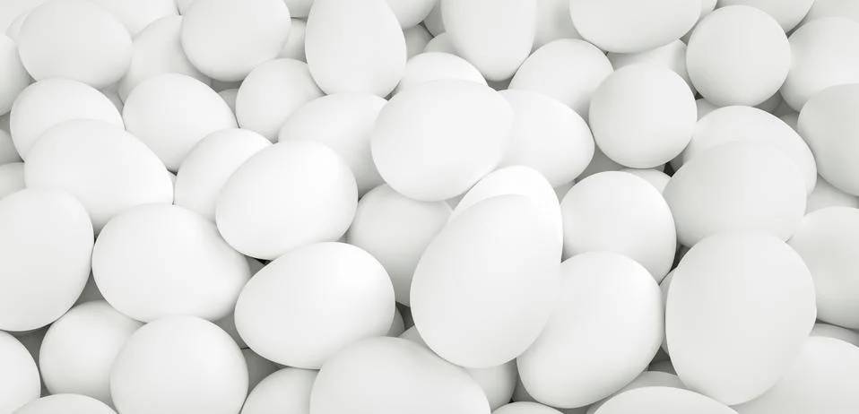 White eggs pile - 3D Rendering Stock Illustration