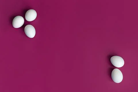 White eggs on a pink background Stock Photos