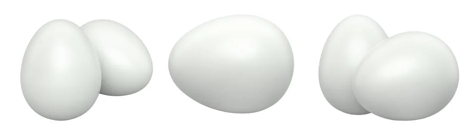 White eggs placed side by side isolated on white transparent background. Stock Illustration