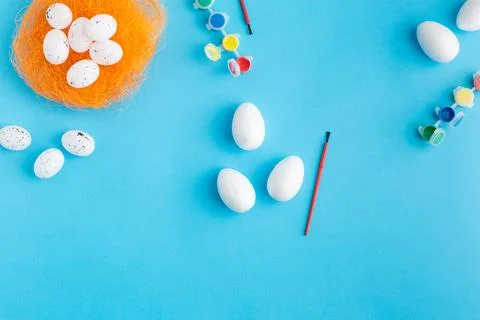 White eggs ready to be painted easter concept Stock Photos
