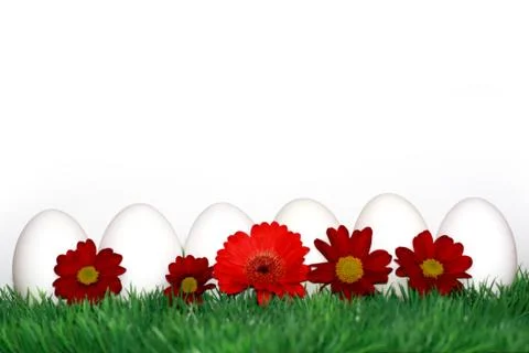 White eggs with red flowers Illustrazione stock