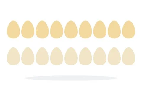 White eggs in a row flat isolated Stock Illustration