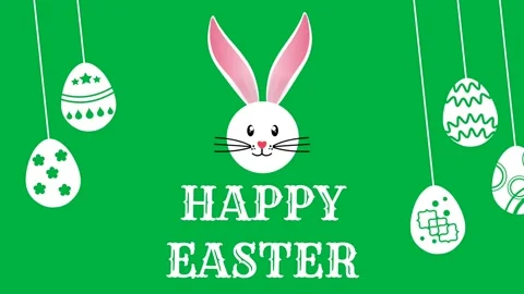 White eggs in swinging motion, bunny and easter wishes Stock Footage 265141036