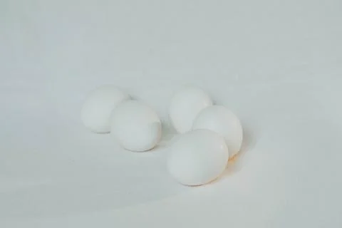 White eggs on a white background Stock Photos