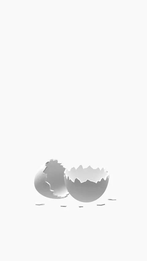 White eggshell halves rotate in 3D animation Stock-Footage 335864933