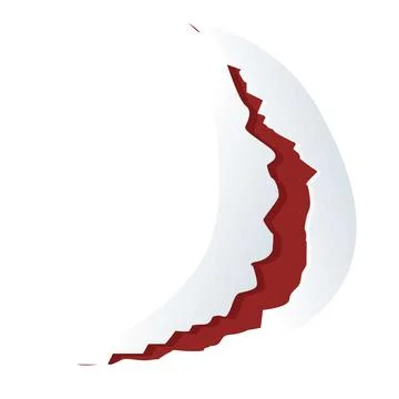 White eggshell with red edges breaking open on white background 스톡 일러스트