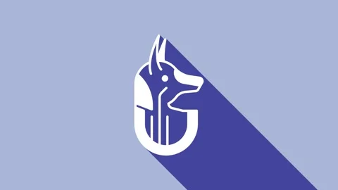 White Egyptian anubis icon isolated on purple background. 4K Video motion Stock Footage 168588239