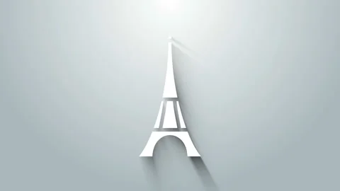 White Eiffel tower icon isolated on grey background. France Paris landmark Stock Footage 145562136