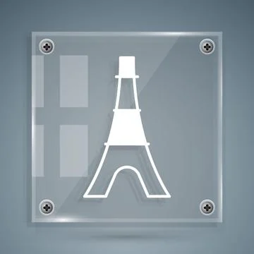 White Eiffel tower icon isolated on grey background. France Paris landmark Stock Illustration