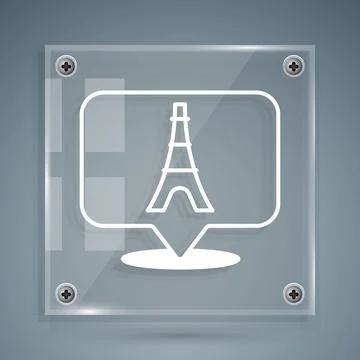 White Eiffel tower icon isolated on grey background. France Paris landmark 스톡 일러스트