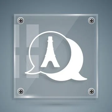 White Eiffel tower icon isolated on grey background. France Paris landmark Stock Illustration