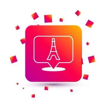 White Eiffel tower icon isolated on white background. France Paris landmark Illustrazione stock