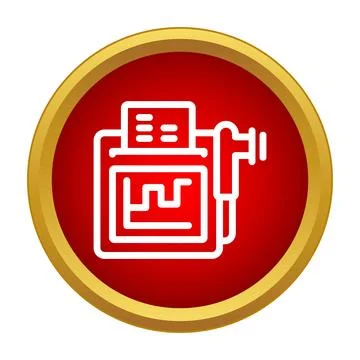White ekg machine icon on red circle Stock Illustration