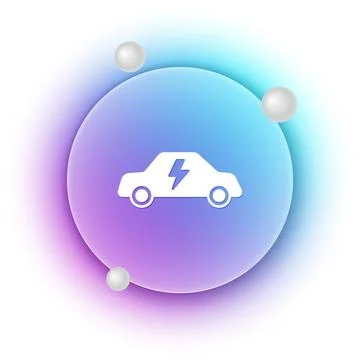 White Electric car and electrical cable plug charging icon isolated on whit.. イラスト素材