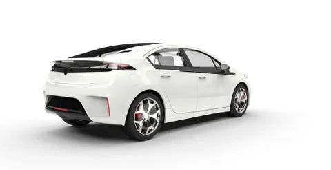 White Electric Car - Back View Stock Illustration