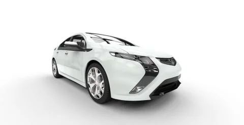 White Electric Car Close Up Stock Illustration