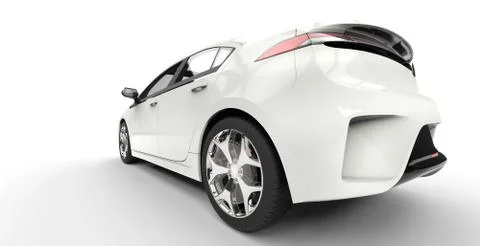 White Electric Car - Tail View Stock Illustration