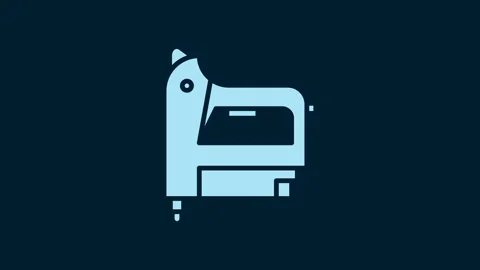 White Electric construction stapler icon isolated on blue background. Working Stock Footage 230045110