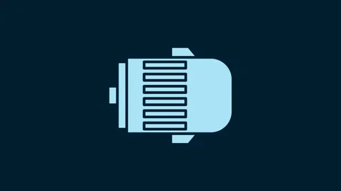 White Electric engine icon isolated on blue background. Car alternator. 4K Video Stock Footage 230046816