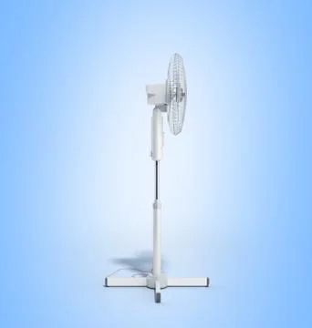 White electric fan 3d render on blue background Stock Illustration
