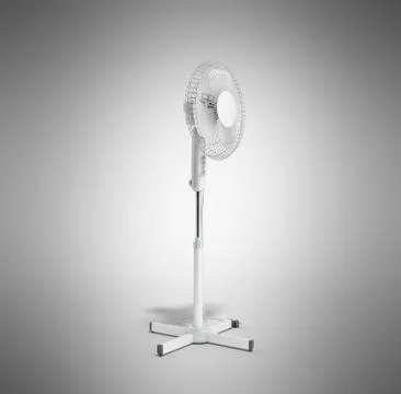 White electric fan 3d render on grey background Stock Illustration