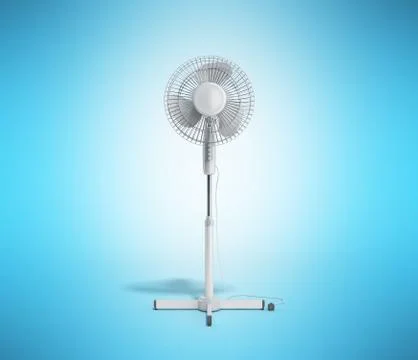 White electric fan 3d render on blue background Stock Illustration