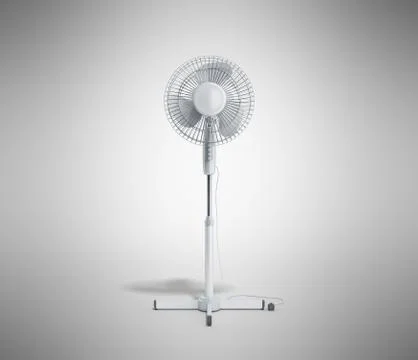 White electric fan 3d render on grey background Stock Illustration