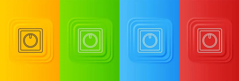 White Electric light switch icon isolated on colorful background. On and Of.. Stock Illustration