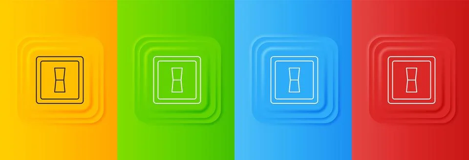 White Electric light switch icon isolated on colorful background. On and Of.. Stock Illustration