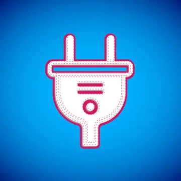 White Electric plug icon isolated on blue background. Concept of connection and 스톡 일러스트