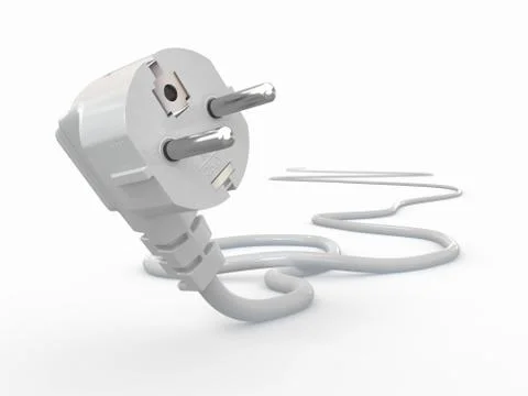 White electric plug on white background. 3d Stockillustratie