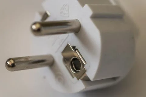 White electric plug  on white background Stock Photos