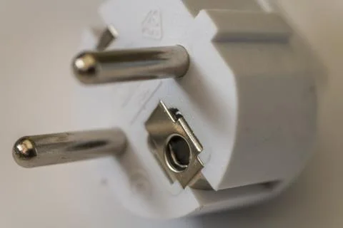 White electric plug  on white background Stock Photos
