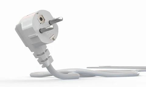White electric plug on white background. 3d White electric plug on white b... Stock Photos