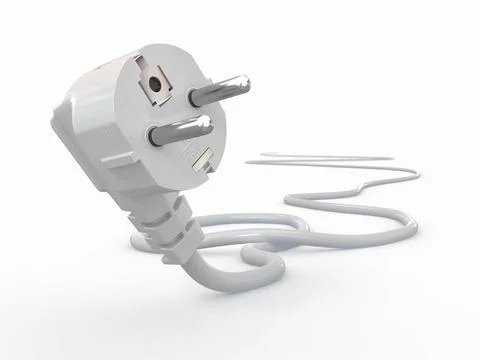 White electric plug on white background. 3d White electric plug on white b... Stock Photos