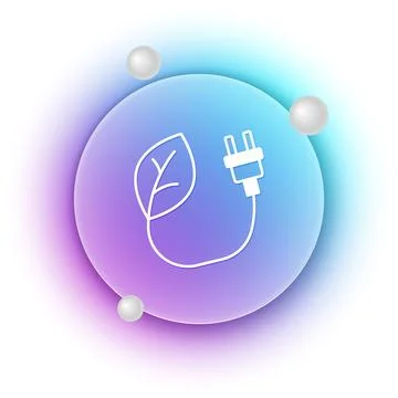 White Electric saving plug in leaf icon isolated on white background. Save .. Stock Illustration