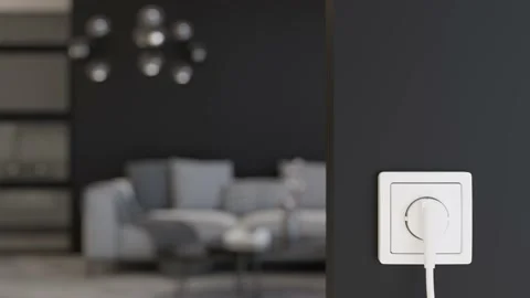 White electric socket on the wall at home. Cable is pulled out of the socket. Stock Footage 209475993