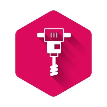 White Electrical hand concrete mixer icon isolated with long shadow backgro.. Stock Illustration