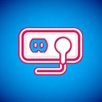 White Electrical outlet icon isolated on blue background. Power socket. Rosette 스톡 일러스트