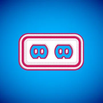 White Electrical outlet icon isolated on blue background. Power socket. Rosette Illustrazione stock