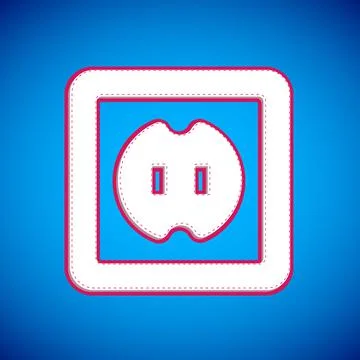 White Electrical outlet icon isolated on blue background. Power socket. Rosette Stock Illustration